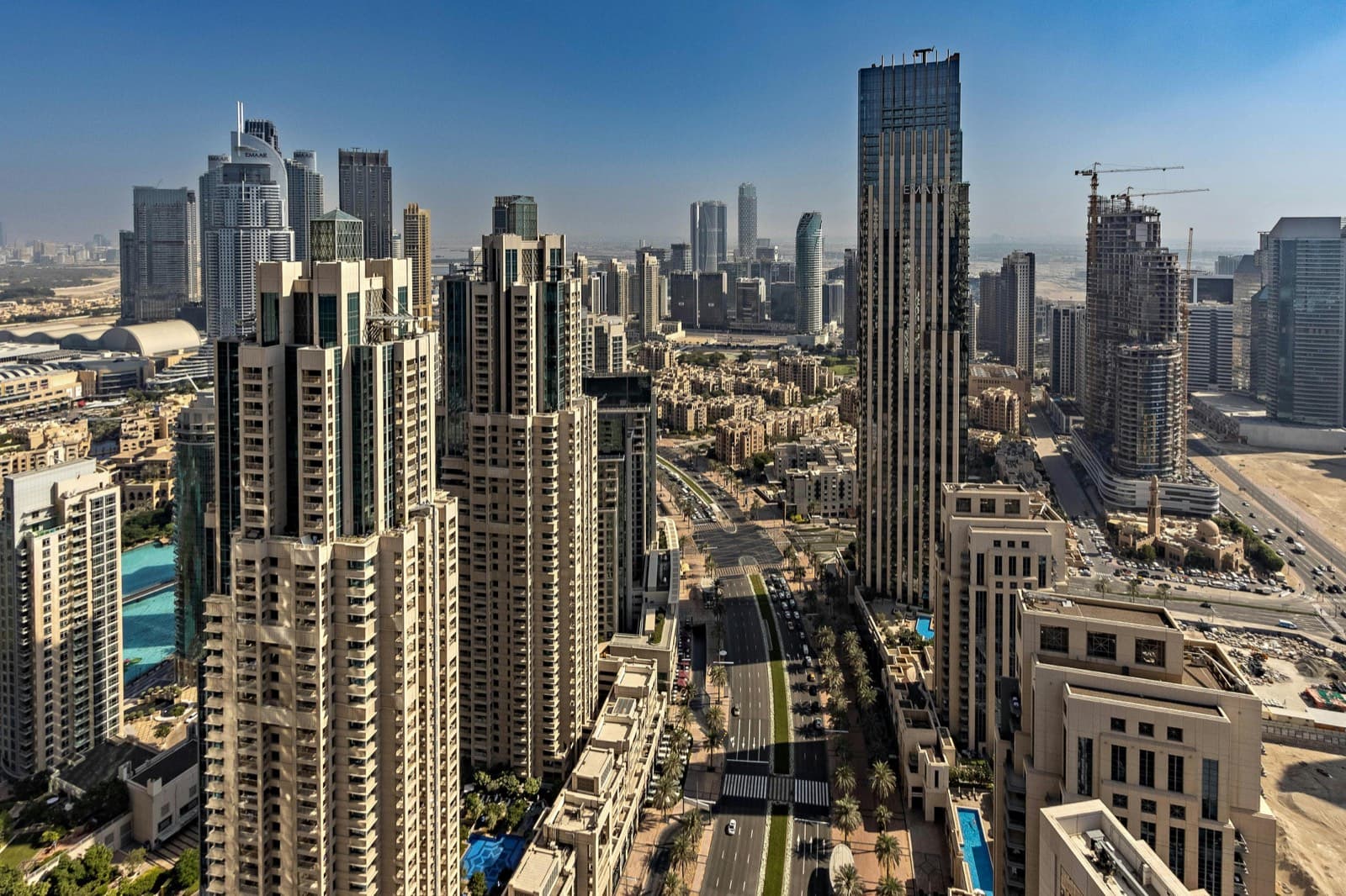 Čtvrť Al Barsha v Dubaji s hotely a rezidenčními budovami