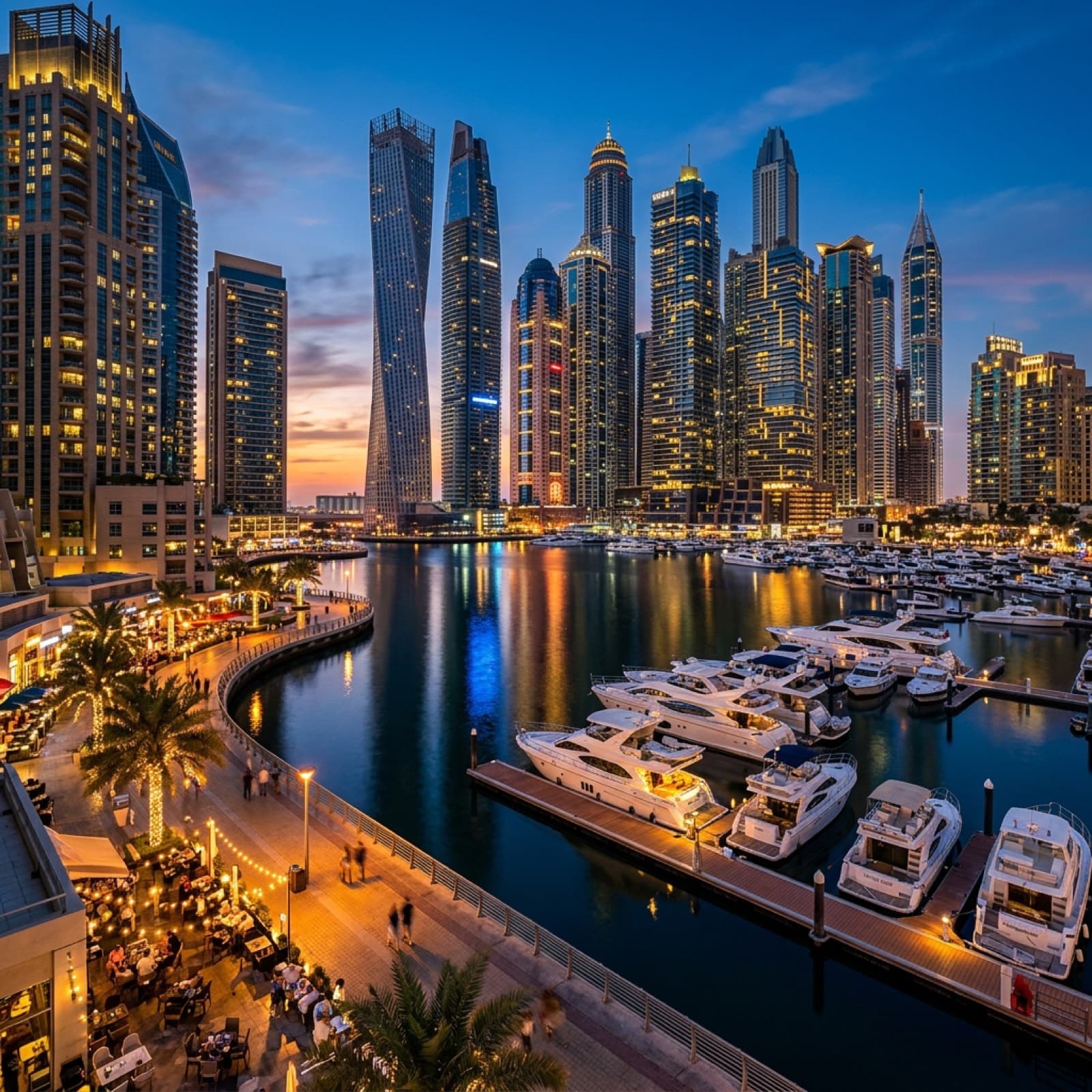 Dubai Marina za soumraku